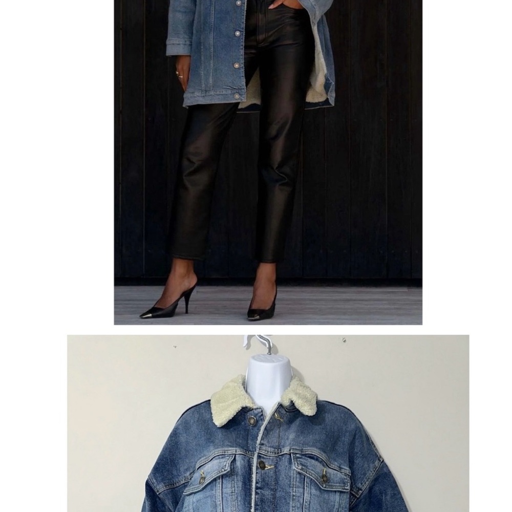 LNDN Women's Blue Sherpa-Lined Denim Jacket